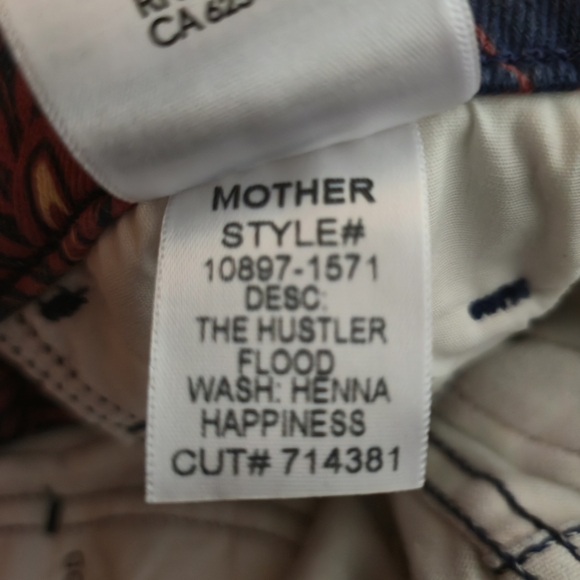 NWT MOTHER Hustler Flood Jeans in Henna Happiness Size 25 Paisley 70's Style - Picture 7 of 15